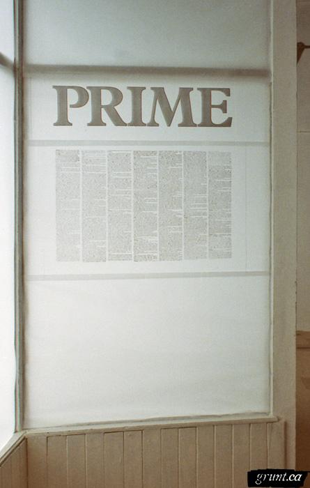 1987 03 17 Sculpture Prime Room Dan Olson detail of Prime Room reading material side of entrance